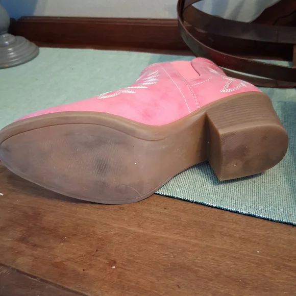 Pink Embroidered Ankle Boots - Picture 2 of 2